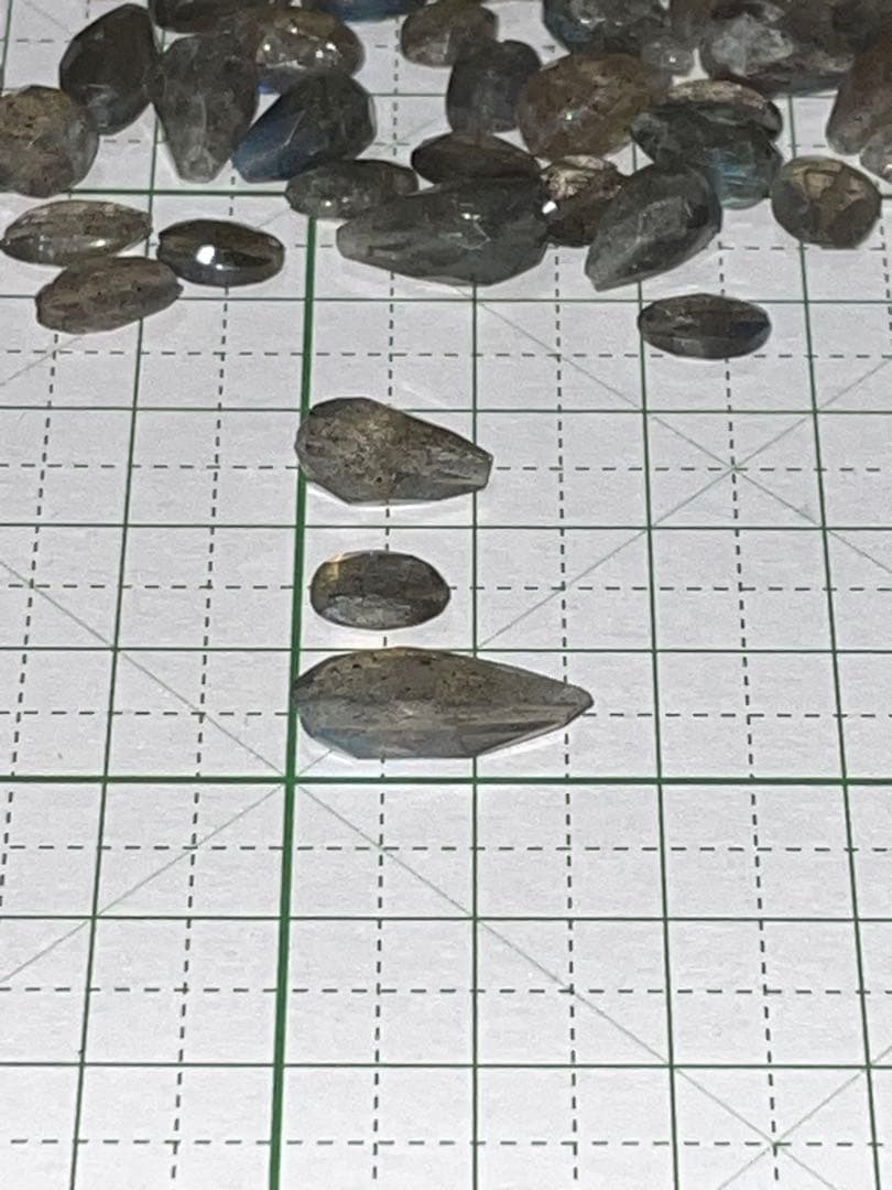 【約260g大容量高品質】ラブラドライト ペアシェイプ ファセットカット ルース