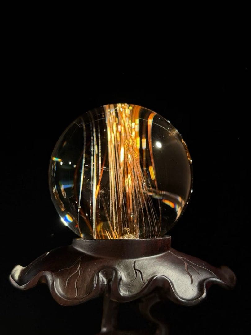 ⭐︎【極上品】天然銅色ゴールドルチルクオーツ 置物 65mm 405g