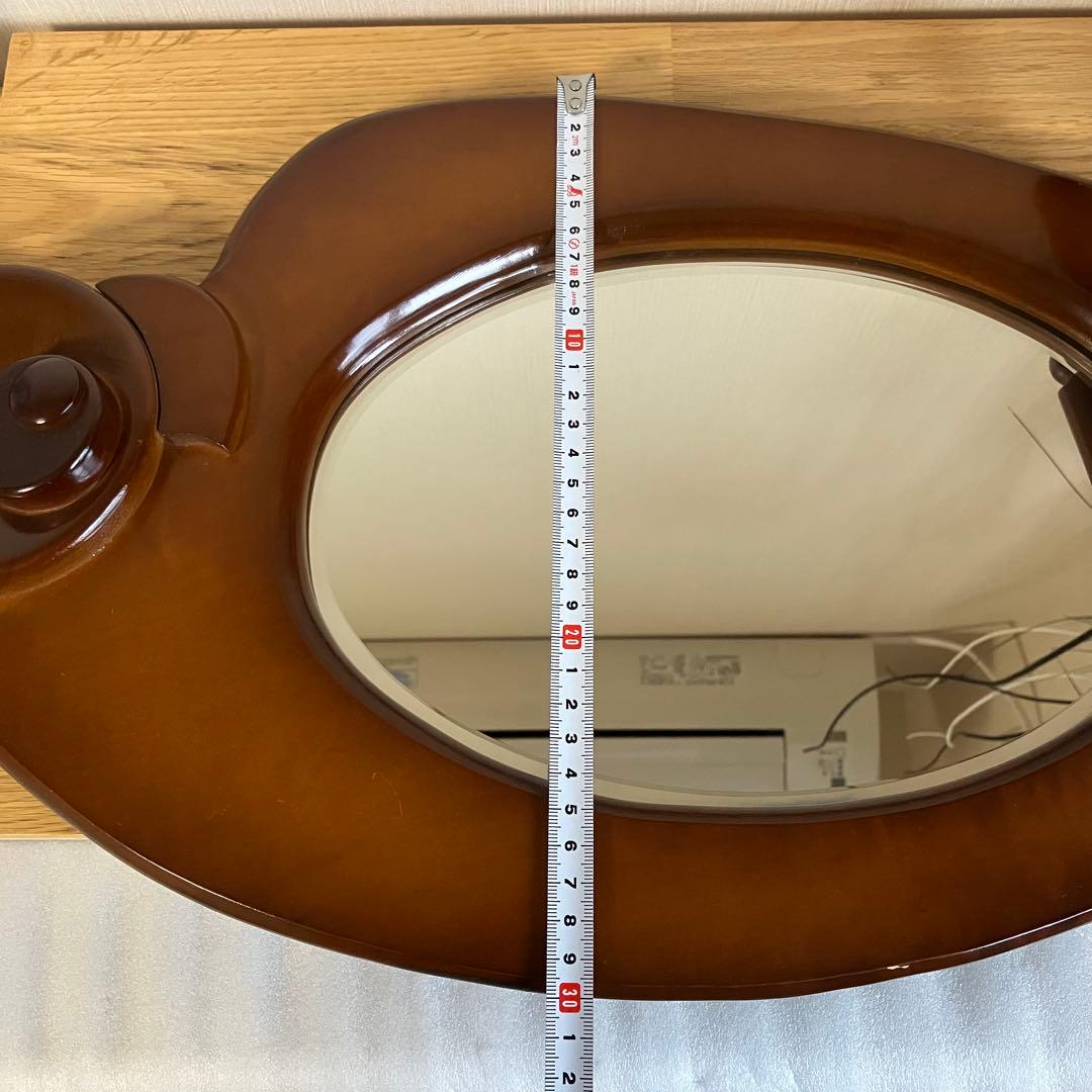 オウム型　壁掛け　木製　ミラー　鏡