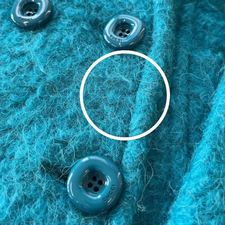 キッズ GUCCI グッチ Pコート モヘヤ混 ウール 8 ターコイズブルー