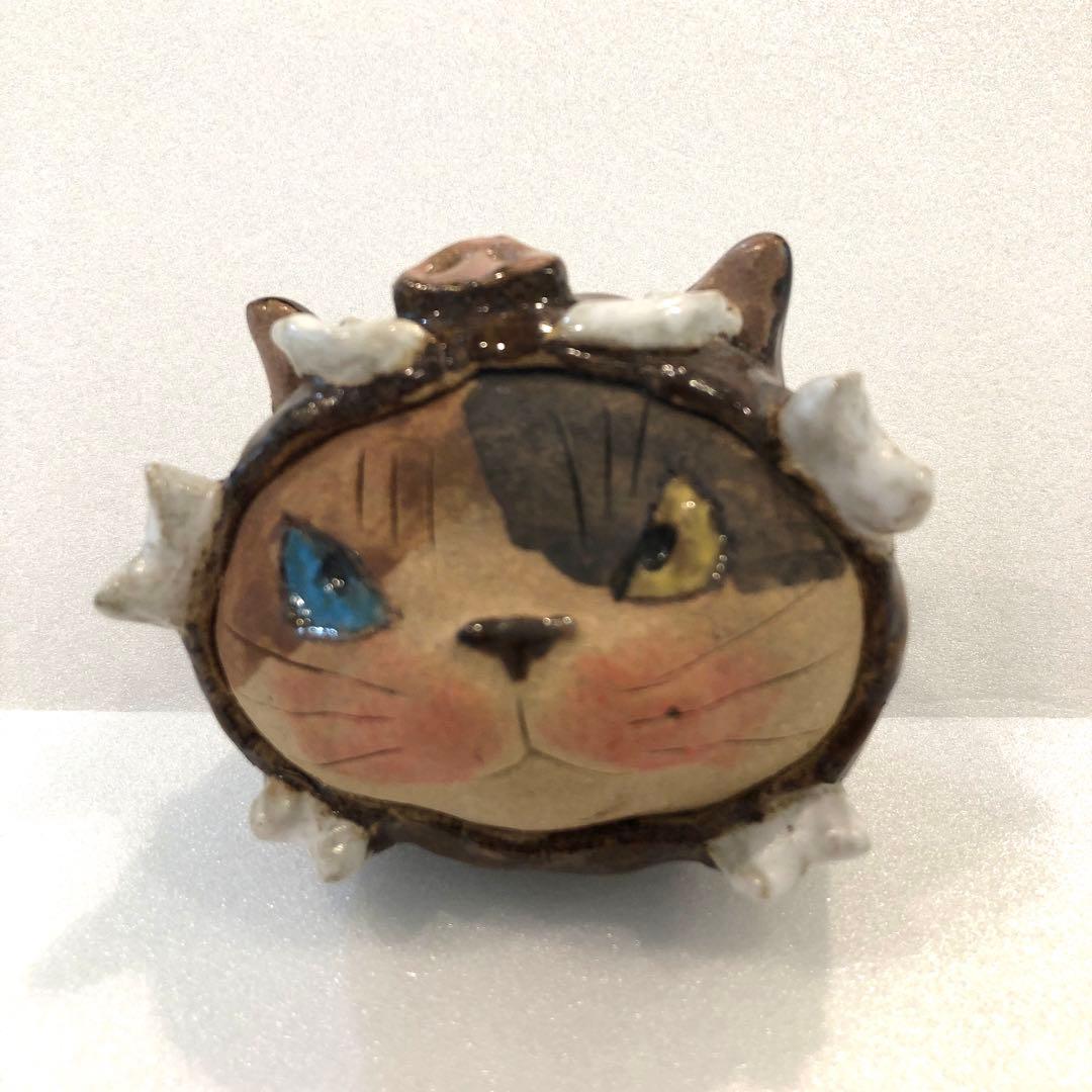 【新品】人気作家 岡村洋子 猫かぶりシリーズ 猪 置物 焼き物