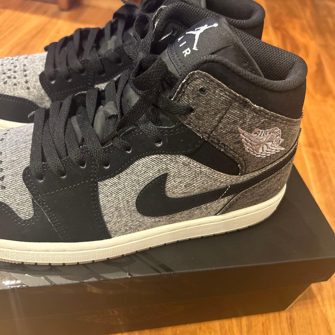 新品NIKE AIRJORDAN1MID28㎝ブラックデニムエアジョーダングレー