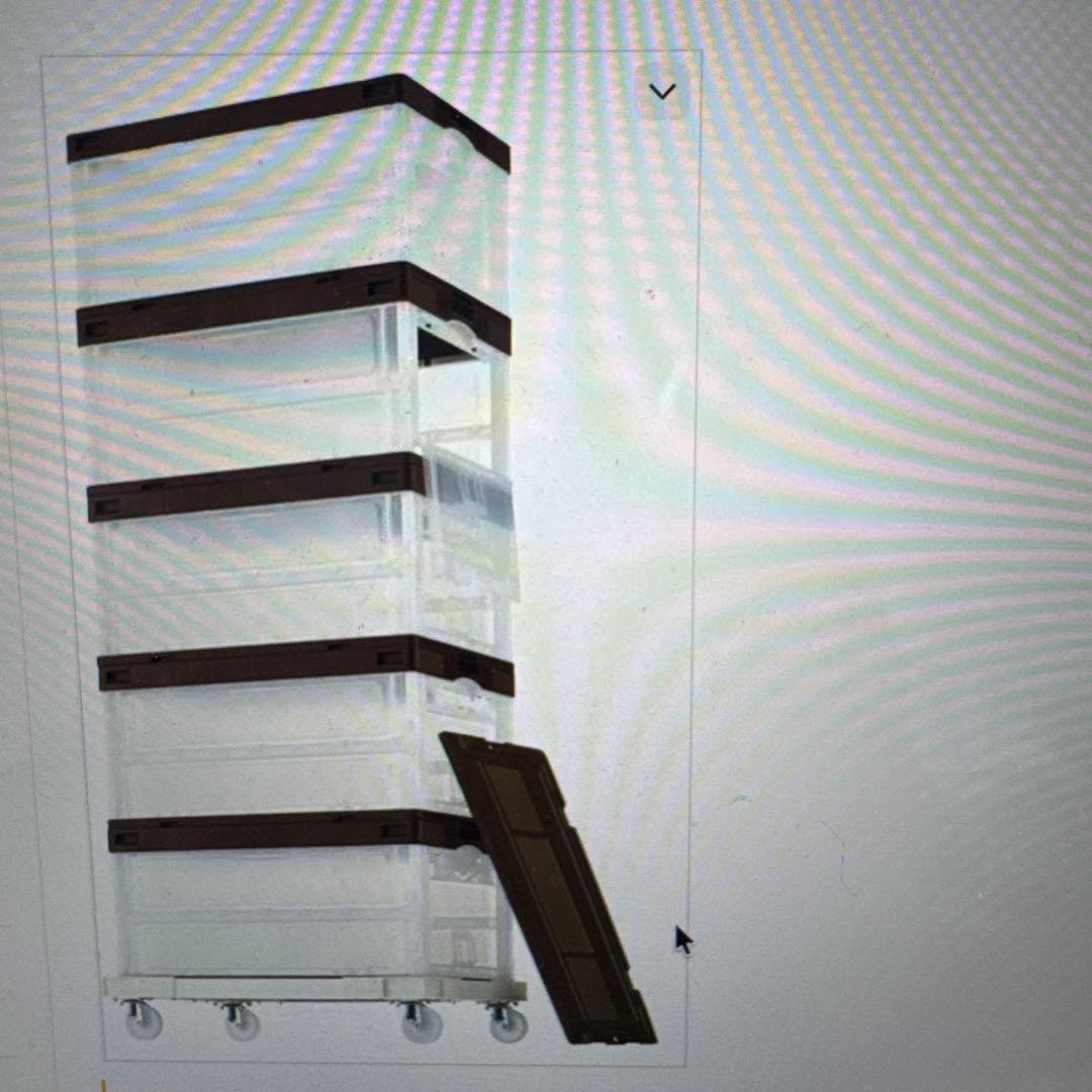 扉付き折りたたみコンテナ1セット（75L) ブラウン 5組