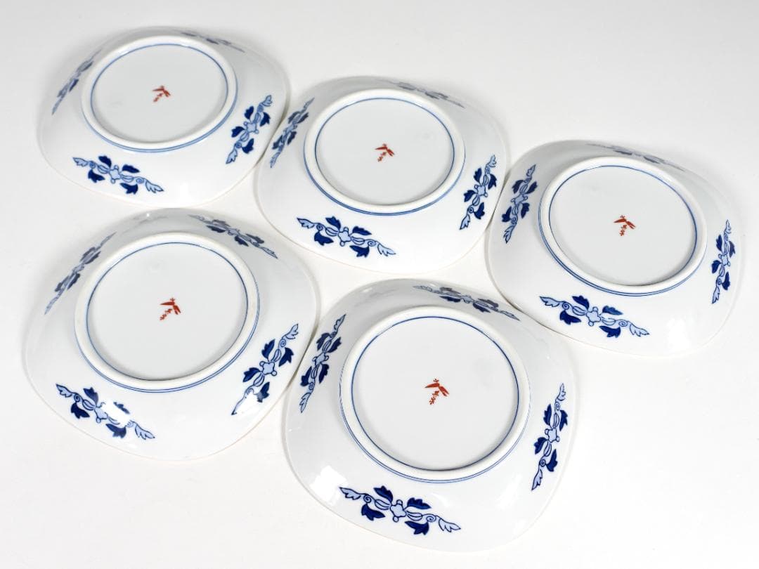 有田焼 賞美堂 其泉窯 其泉 染錦 春秋文 御皿揃 銘々皿 ５枚