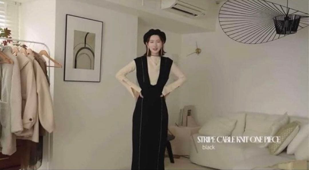 新品　Eaphi STRIPE CABLE KNIT ONE PIECE