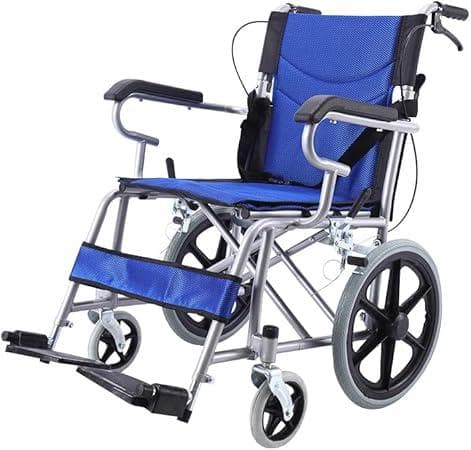 介助型車椅子 車いす 折り畳み式 軽い車椅子 簡易 軽量 持ち運び ブルー