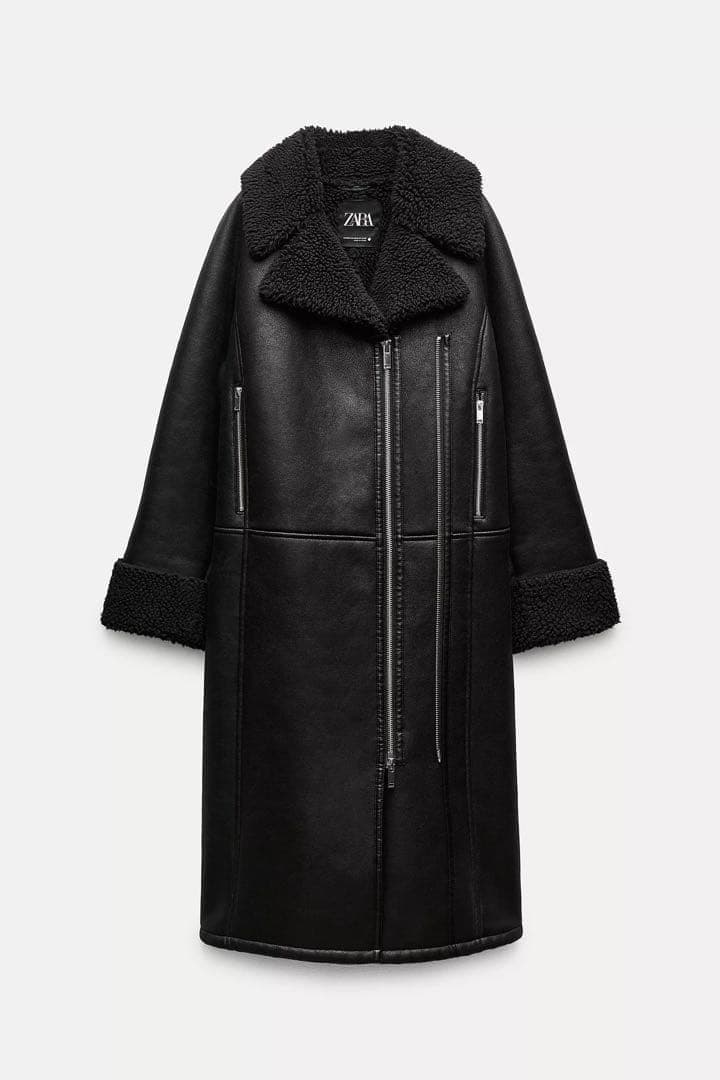 ZARA 定価22,990円 ダブルフェイス ロングライダースコート XS-S