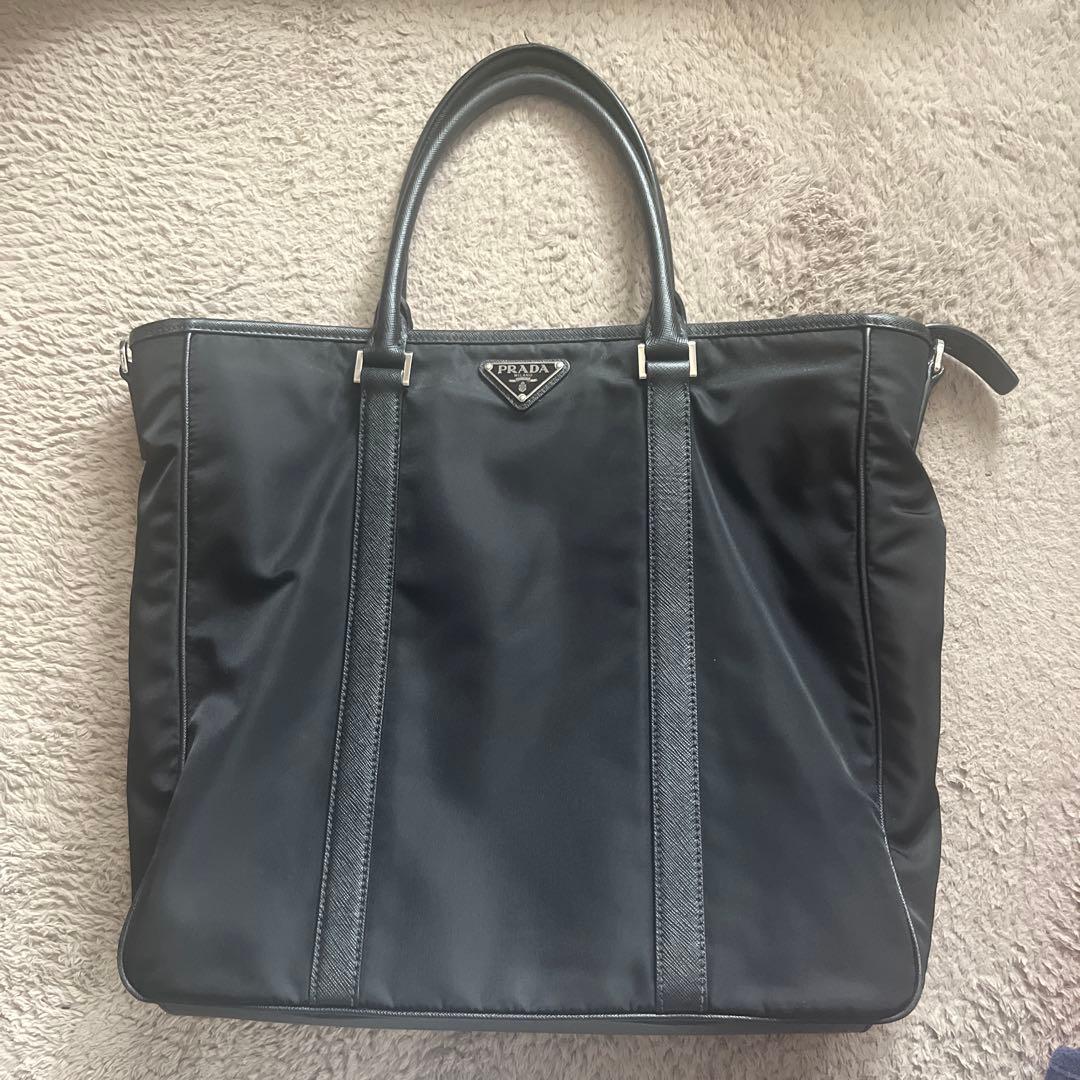 プラダ　バッグ　正規品　サフィアーノ　トートA4　まち付き