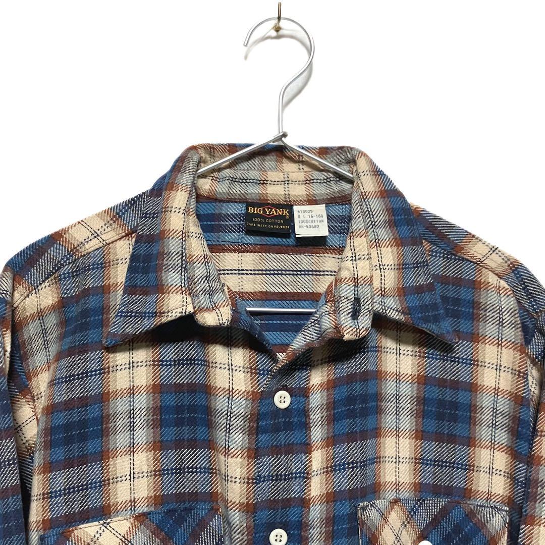 70s BIG YANK チェックシャツ L チェック柄 好カラー ネルシャツ