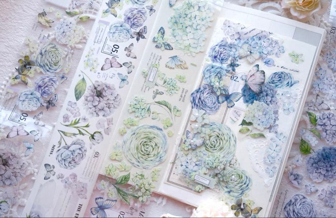 林野间《绣花信·蓝》海外マスキングテープ　マステ 【2465】