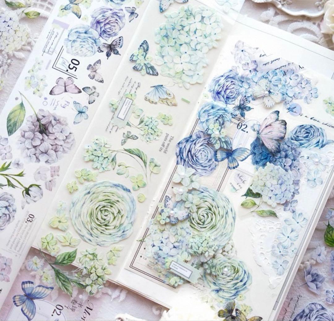 林野间《绣花信·蓝》海外マスキングテープ　マステ 【2465】