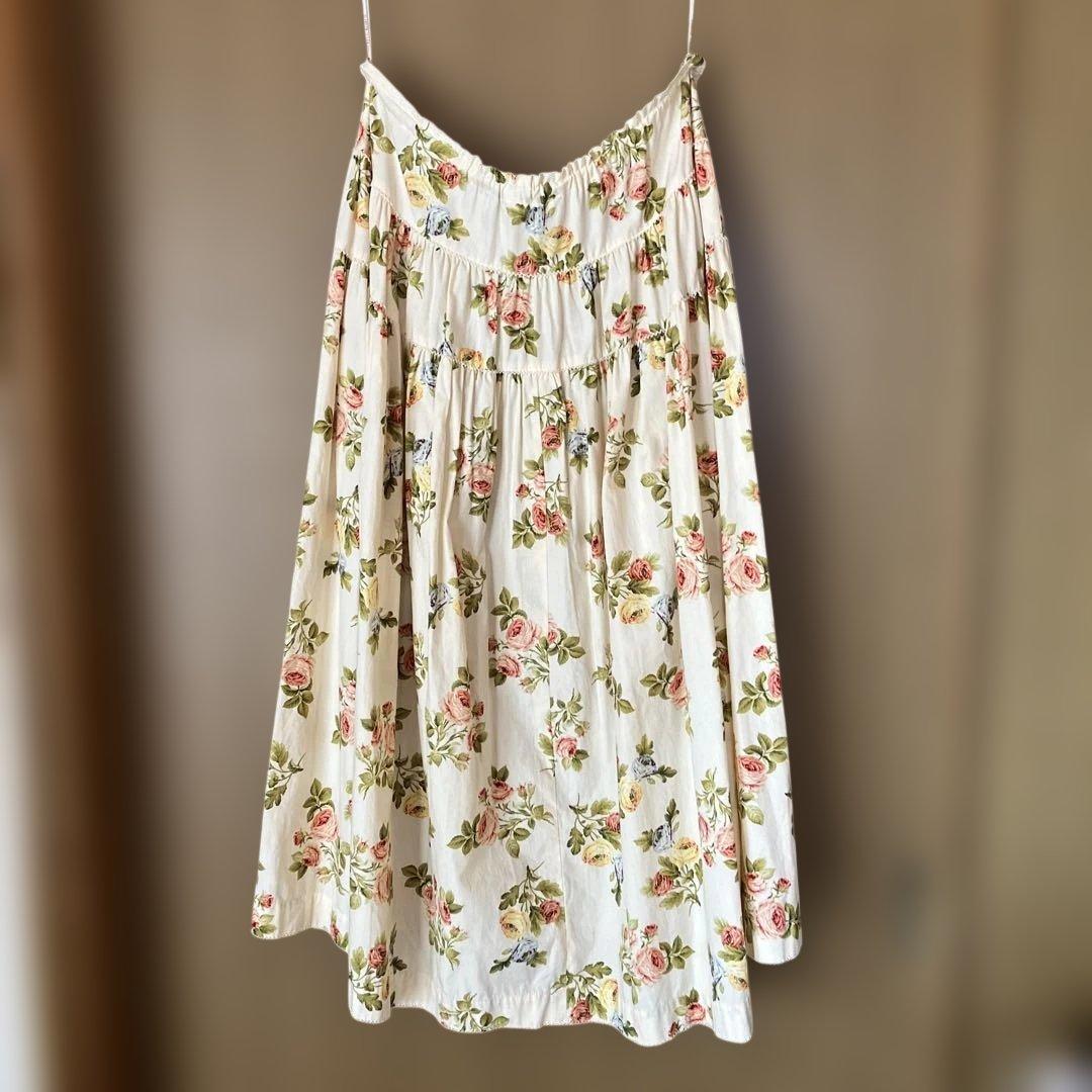 カネコイサオ　ワンダフルワールド　ロングスカート　アイボリー系　花柄