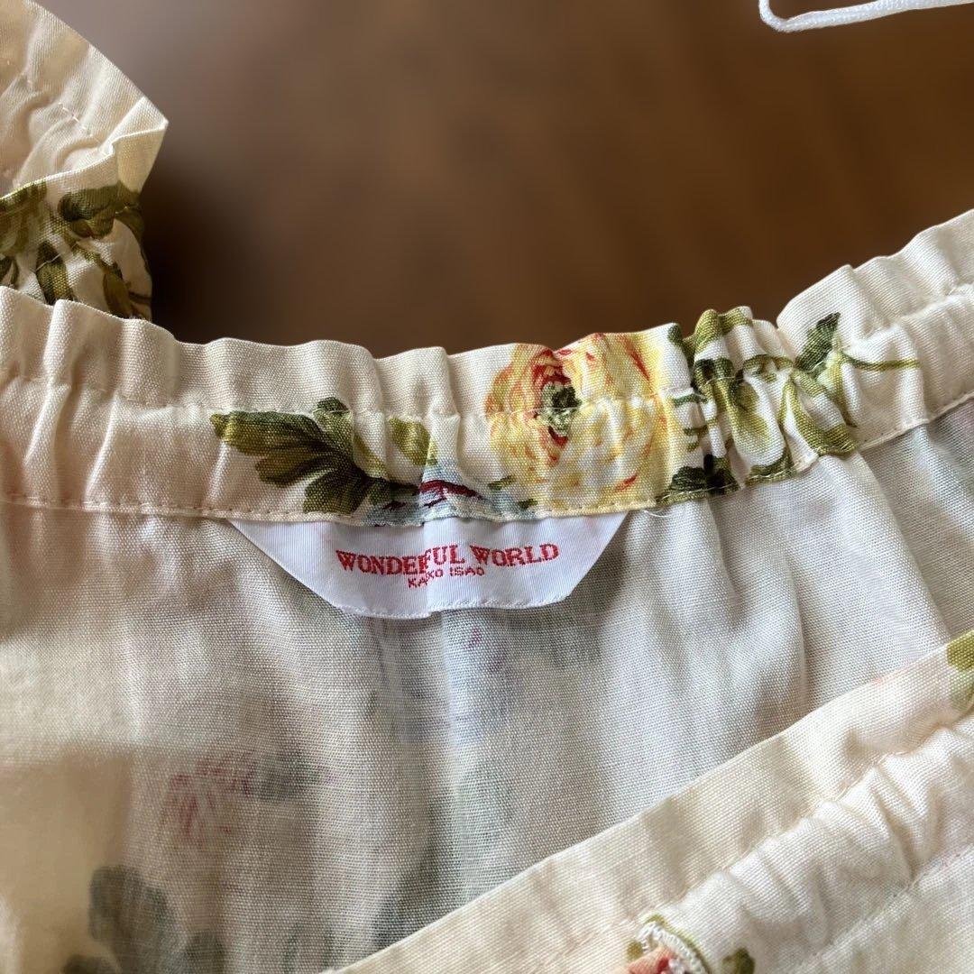 カネコイサオ　ワンダフルワールド　ロングスカート　アイボリー系　花柄