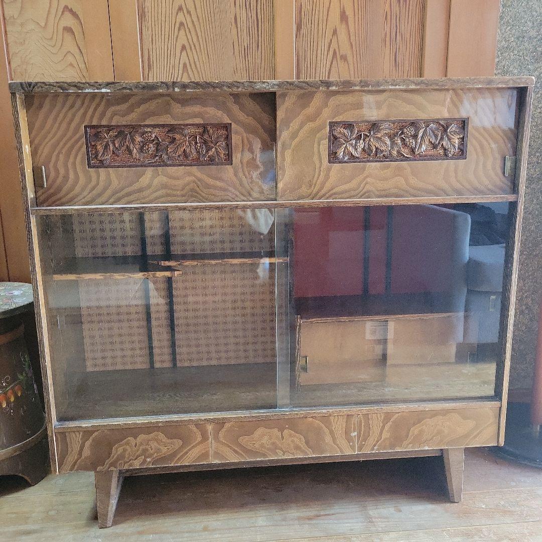 【昭和レトロ】茶箪笥 飾り彫り 古家具 アンティーク