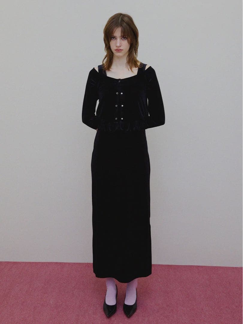 Ameri ブラックベロアロングドレス Sサイズ 新品