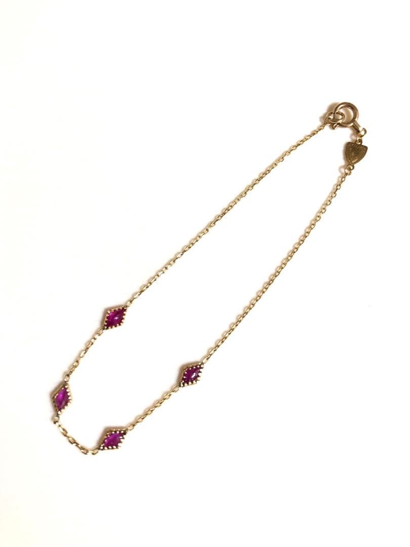 サンシャイン　美品　agete ブレスレット　K10 ルビー　アシスト付き