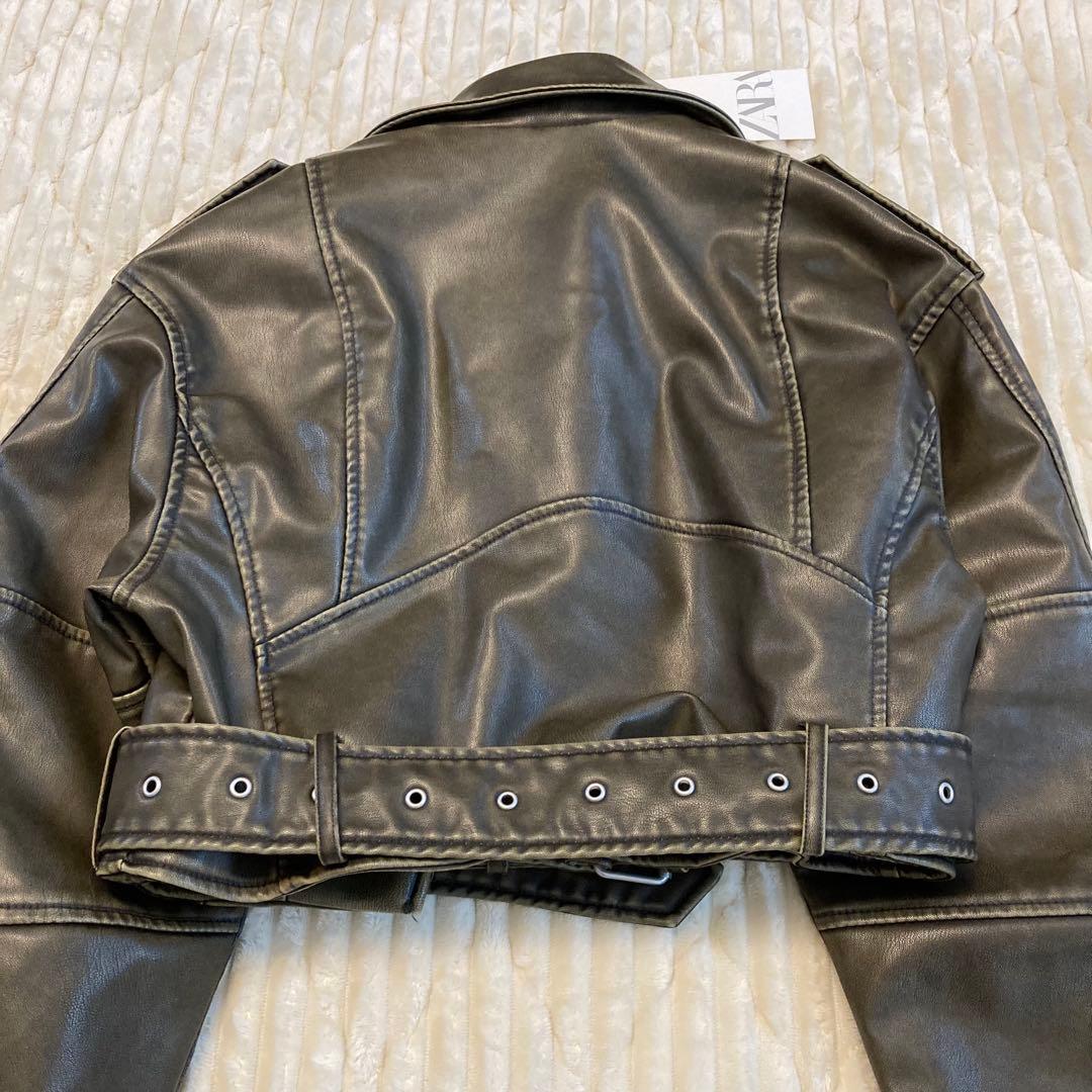 【完売品・美品】ZARA クロップドレザージャケット ライダース