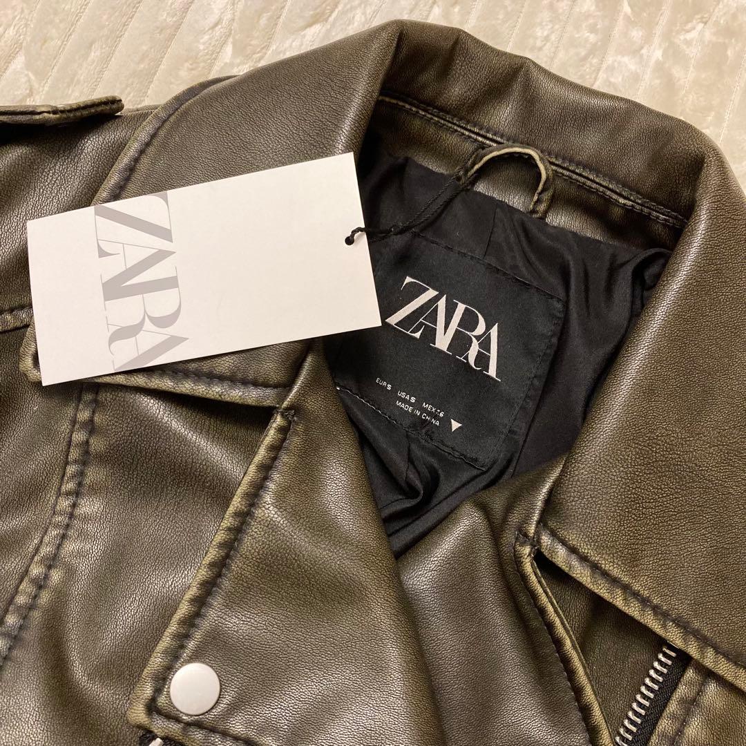 【完売品・美品】ZARA クロップドレザージャケット ライダース