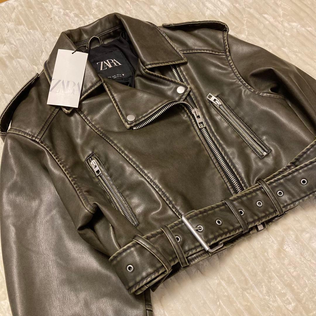 【完売品・美品】ZARA クロップドレザージャケット ライダース