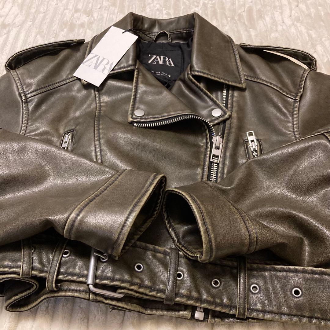 【完売品・美品】ZARA クロップドレザージャケット ライダース