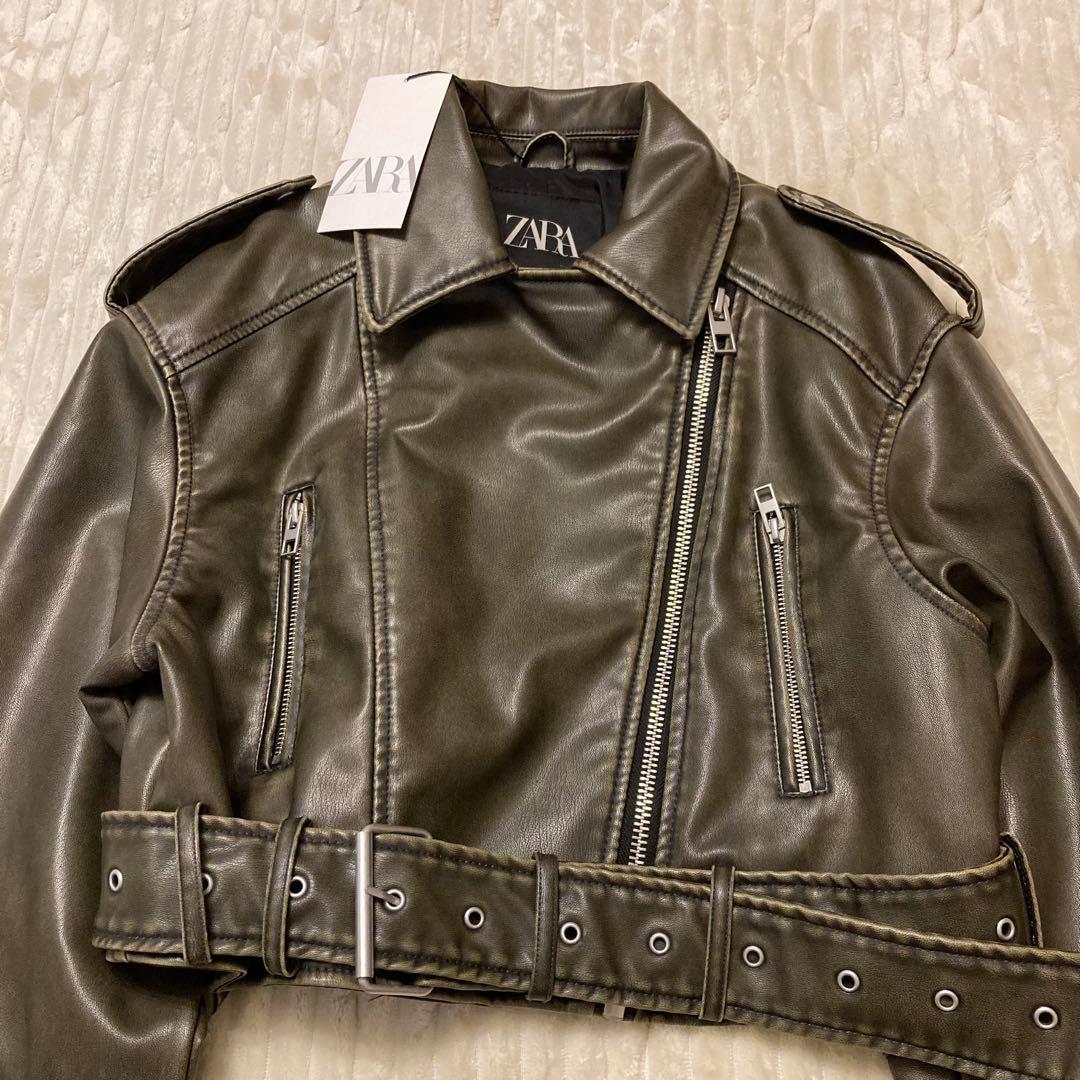 【完売品・美品】ZARA クロップドレザージャケット ライダース