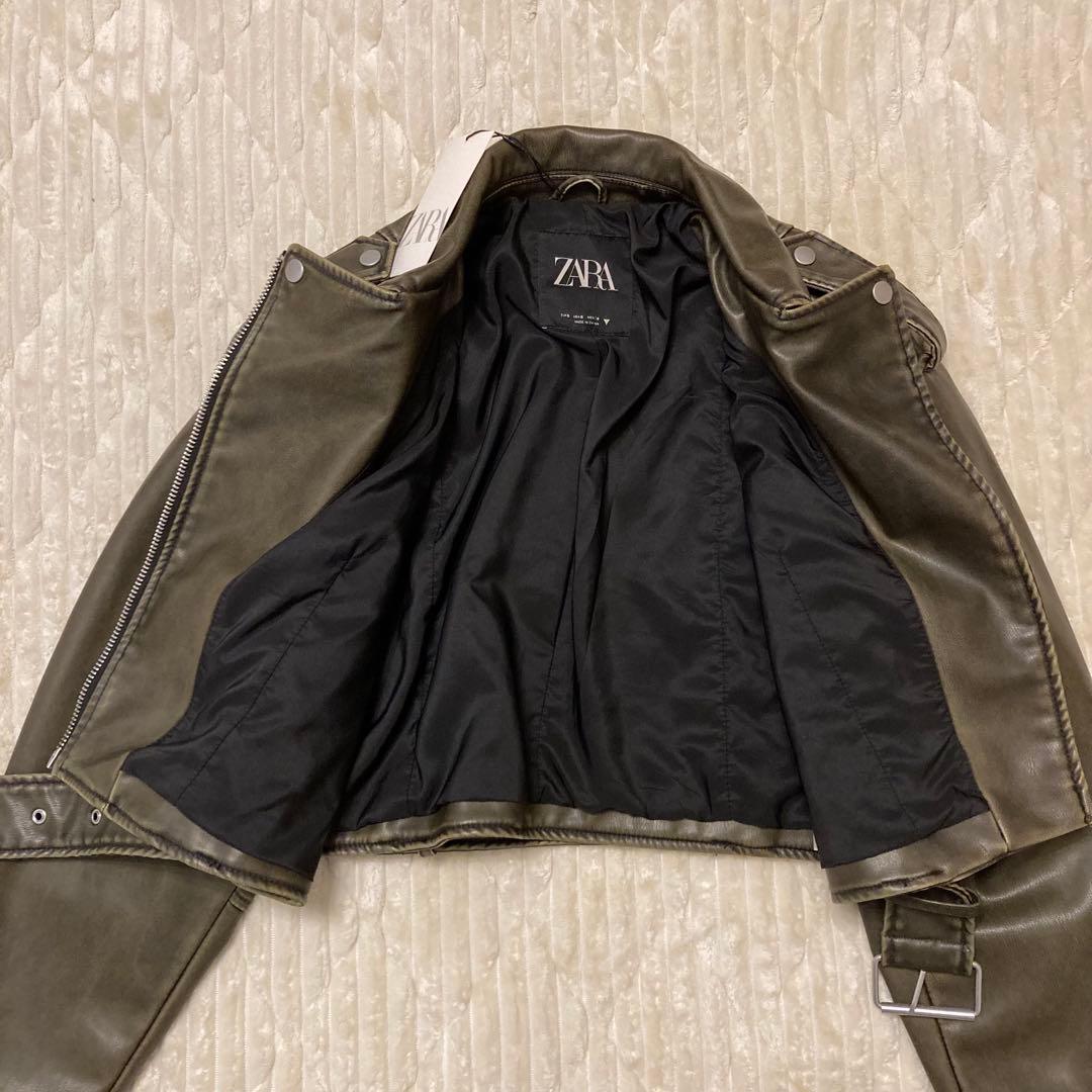 【完売品・美品】ZARA クロップドレザージャケット ライダース