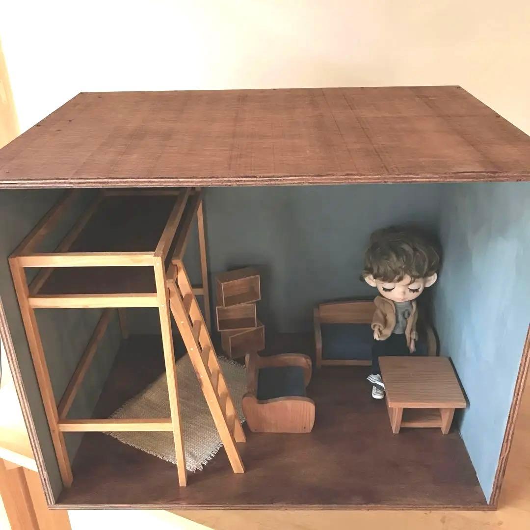 ミニチュア　ドールハウス ブライス リカちゃん　ソファー　ベッド　背景ボード