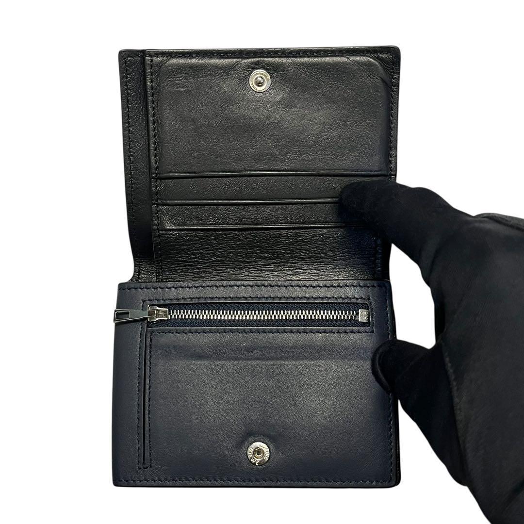 現行✨ロエベ 二つ折り財布 フォールデットウォレット ロゴ レザー バイカラー