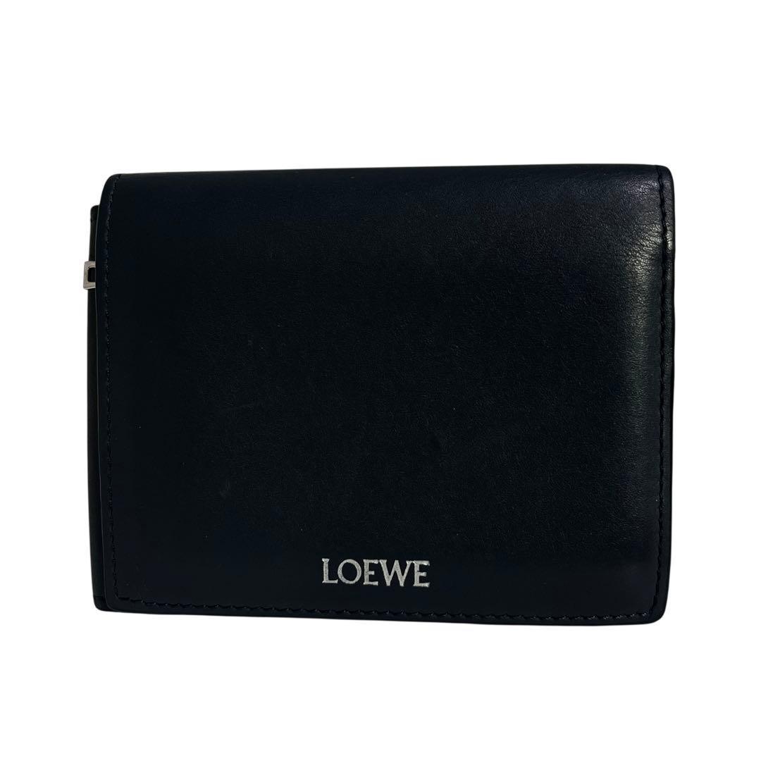 現行✨ロエベ 二つ折り財布 フォールデットウォレット ロゴ レザー バイカラー