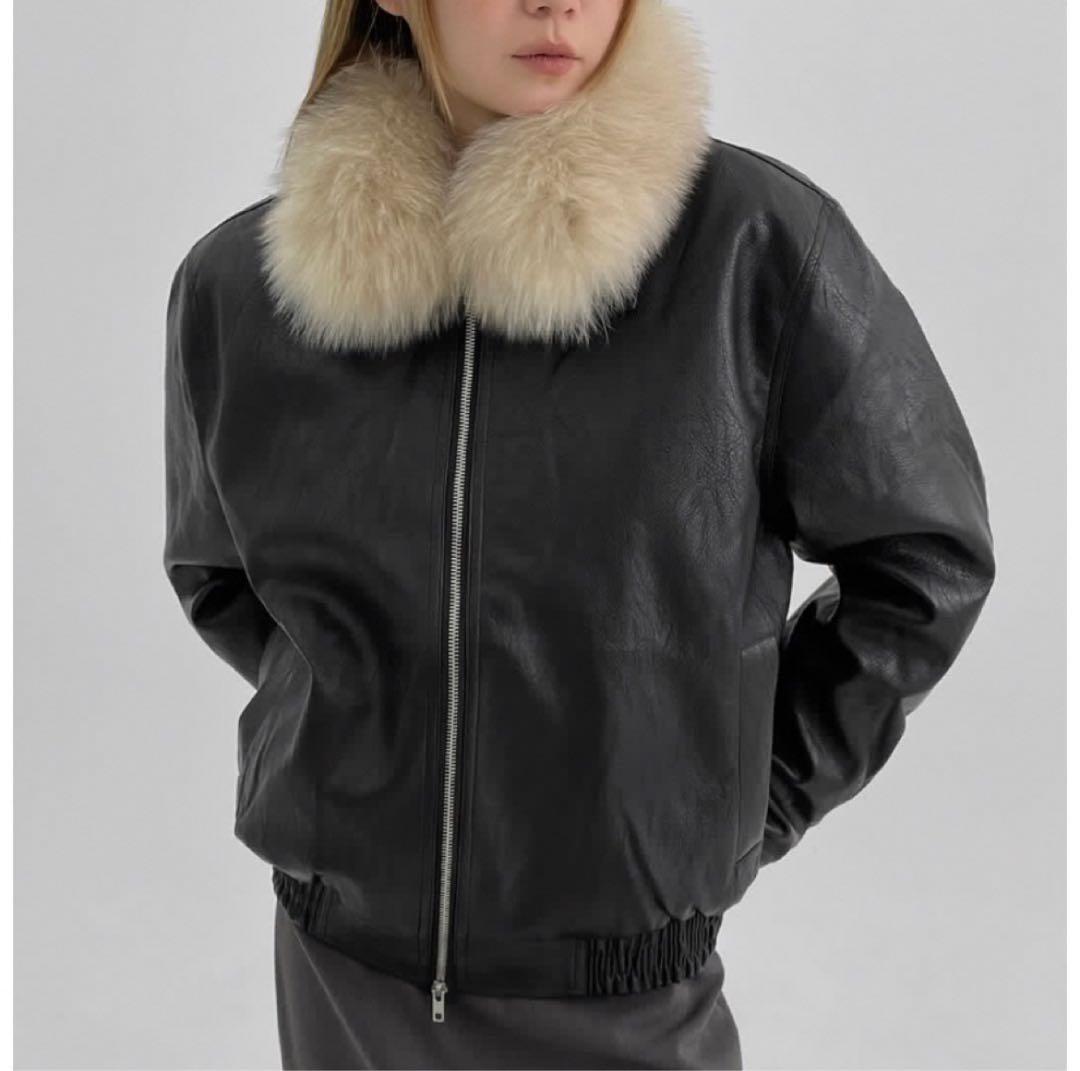 BLACKUPケンチ2WAYレザージャンパー ファーレザージャケット