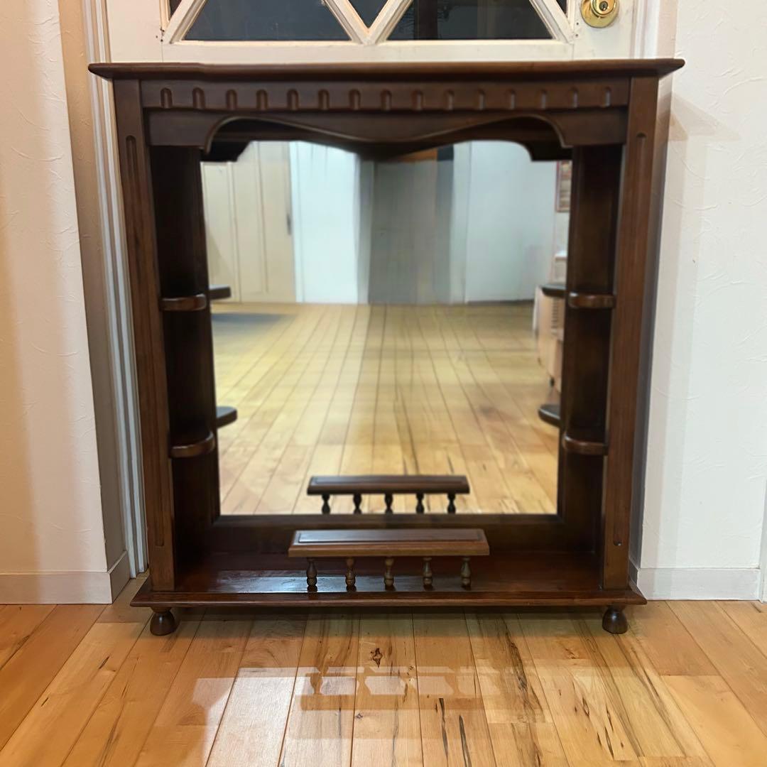 ☆シャドーボックス☆ ビンテージ 無垢材　木製　ミラー　鏡　ウォールミラー