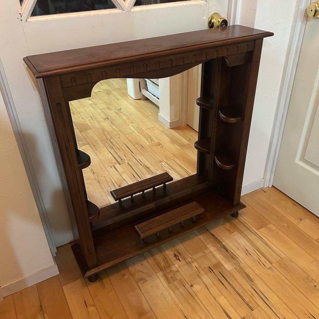 ☆シャドーボックス☆ ビンテージ 無垢材　木製　ミラー　鏡　ウォールミラー