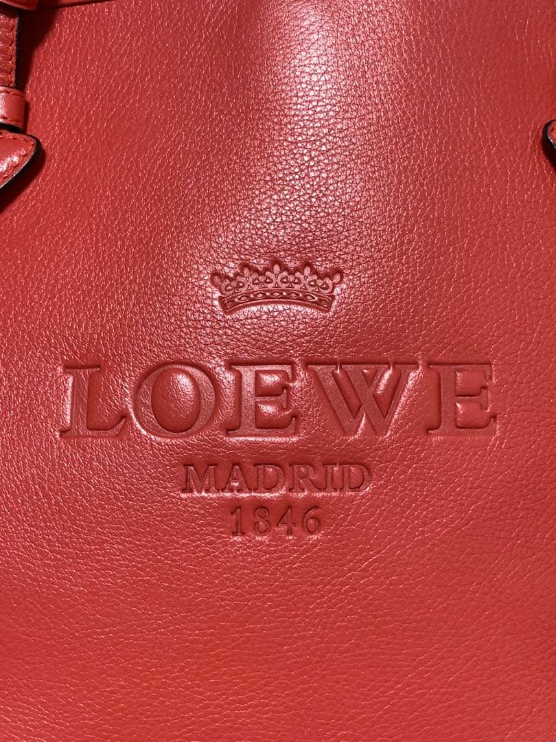 極美品⭐︎ ロエベ　ヘリテージ トート　レザー　ハンド　オレンジ系