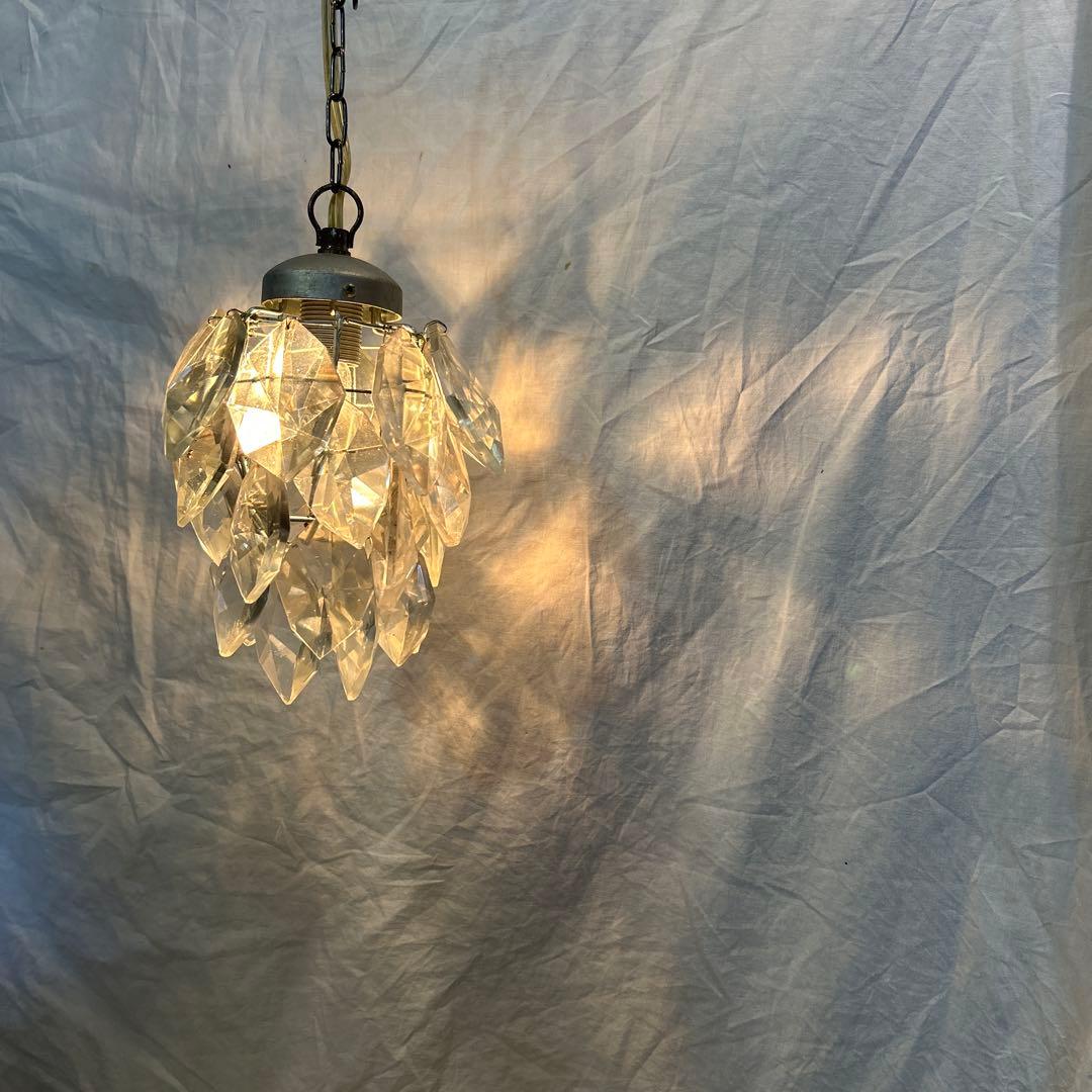 希少　ビィンテージ　ヒマラヤランプ　ガラスパーツ　照明　氷河　気泡　電球付