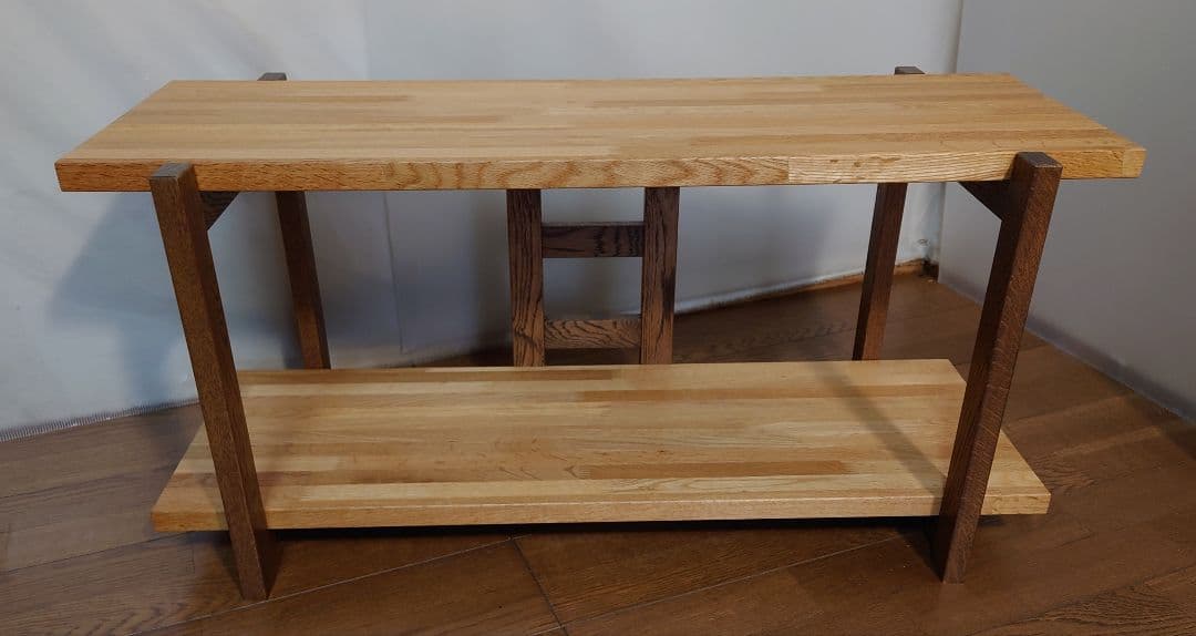 台　飾り棚　棚　オープンシェルフ　天然杢楢無垢材材　自然オイル手塗り塗装１台製作