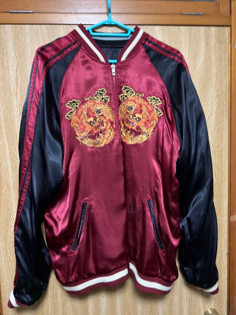 入手困難　サトリ スカジャン リバーシブル 虎 龍 和柄 刺繍 XL 黒 赤