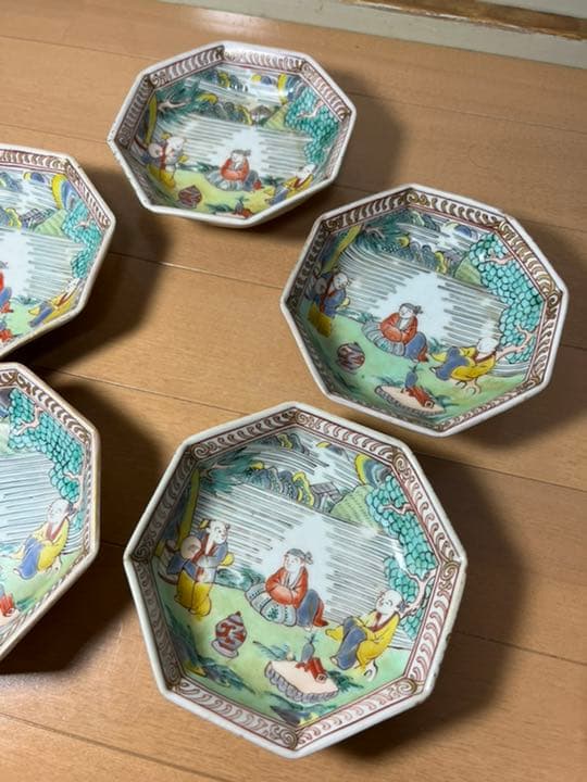 283 九谷焼　時代物　皿　5客　古美術品