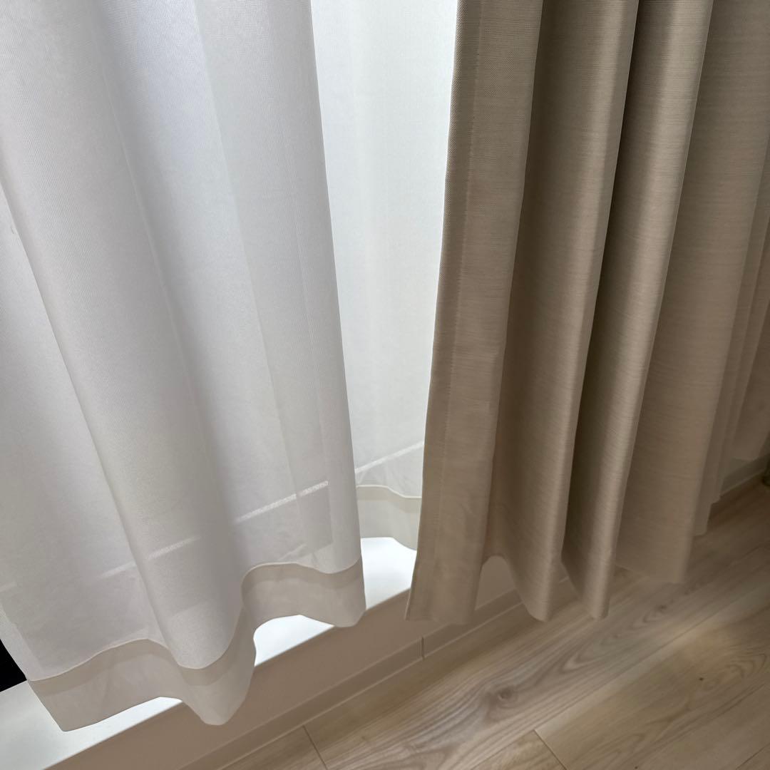ロウヤ　ドレープカーテン　ホワイトカーテンレースセット2枚組✖︎2 計8枚　遮光