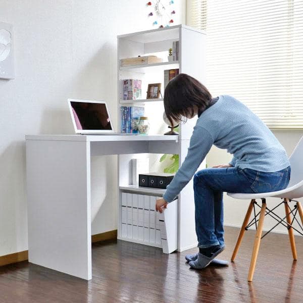 《新品・送料無料》パソコンデスク 書棚付き 105幅 ホワイト L字型 学習机