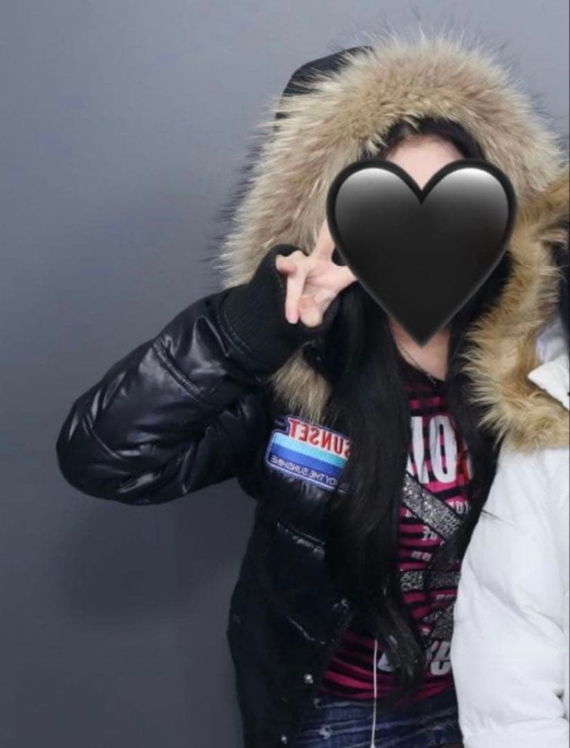 y2k archives グランジ ファーダウン ダウンジャケット ワッペン