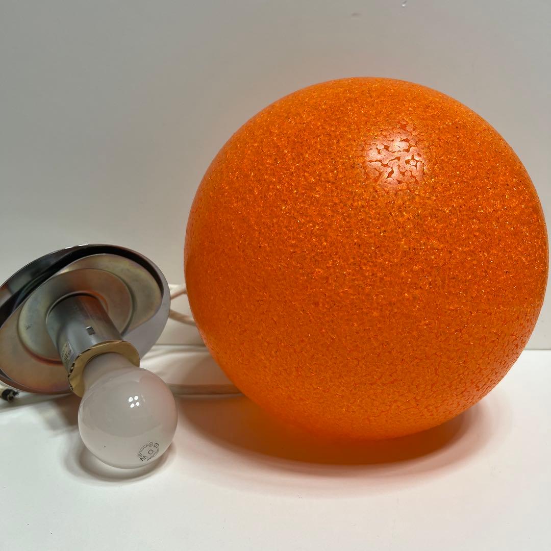 レトロ照明　東芝電球ペンダントライト　オレンジ球体　未使用　昭和　プラスチック