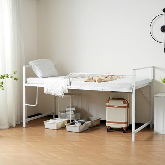 ロフトベッド パイプベッド シングル システムベッド ロータイプWhite