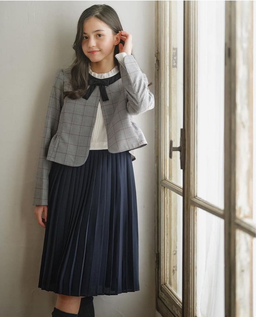 新品　160★組曲★卒服　グレンチェックジャケット&プリーツワンピース セット