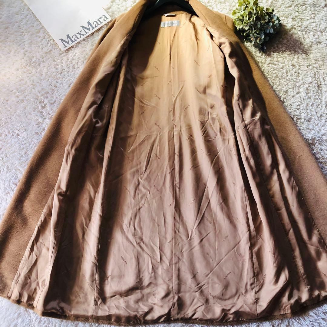 希少42✨美品 マックスマーラ ショールカラーコート キャメル100% 白タグ