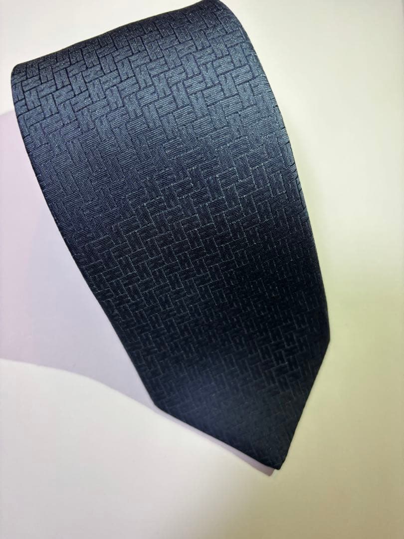 【おまとめ購入割引相談可能】 HERMES ダークブルー シルクネクタイ