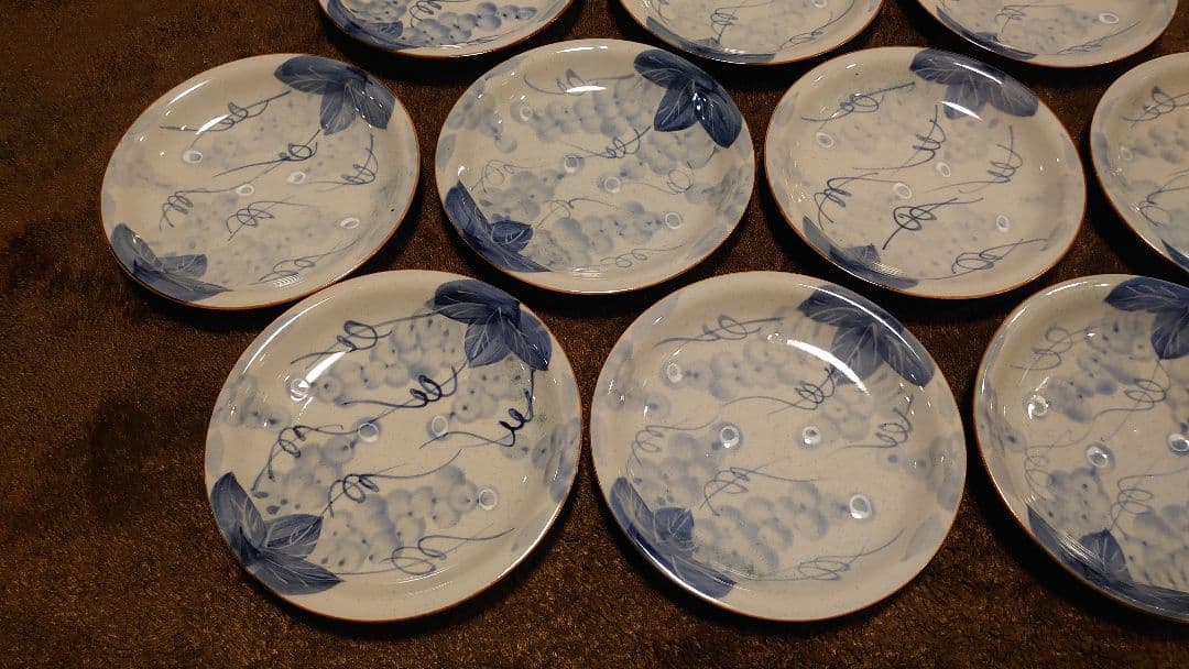 古伊万里　伊万里　染付　ぶどうの図　豆皿　菓子皿　１０客