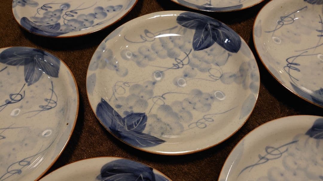 古伊万里　伊万里　染付　ぶどうの図　豆皿　菓子皿　１０客