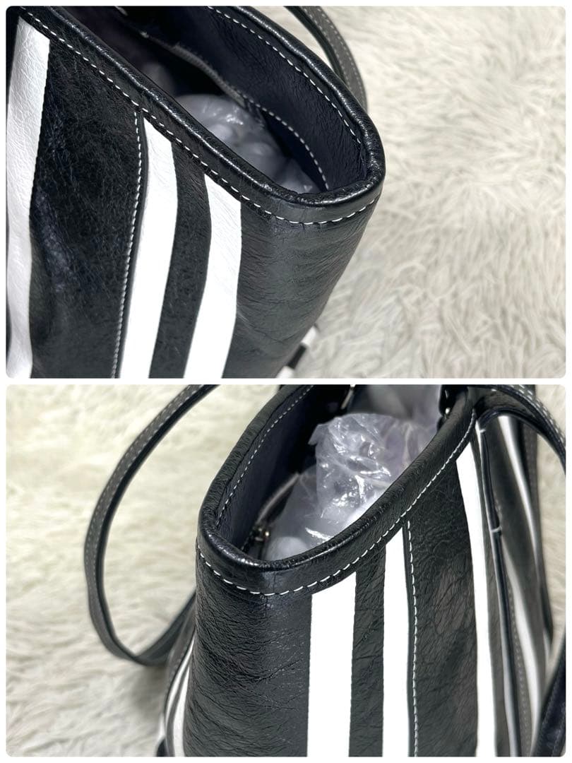美品‼️ バレンシアガ　トートバッグ　バルベス　ストライプ　2way レザー