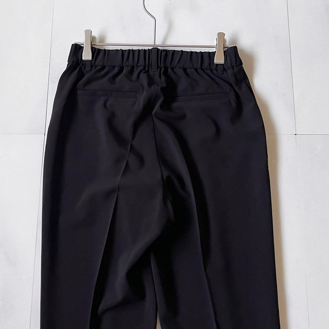 極美品 インディヴィ スーツ ノーカラージャケット パンツ セットアップ 黒 S