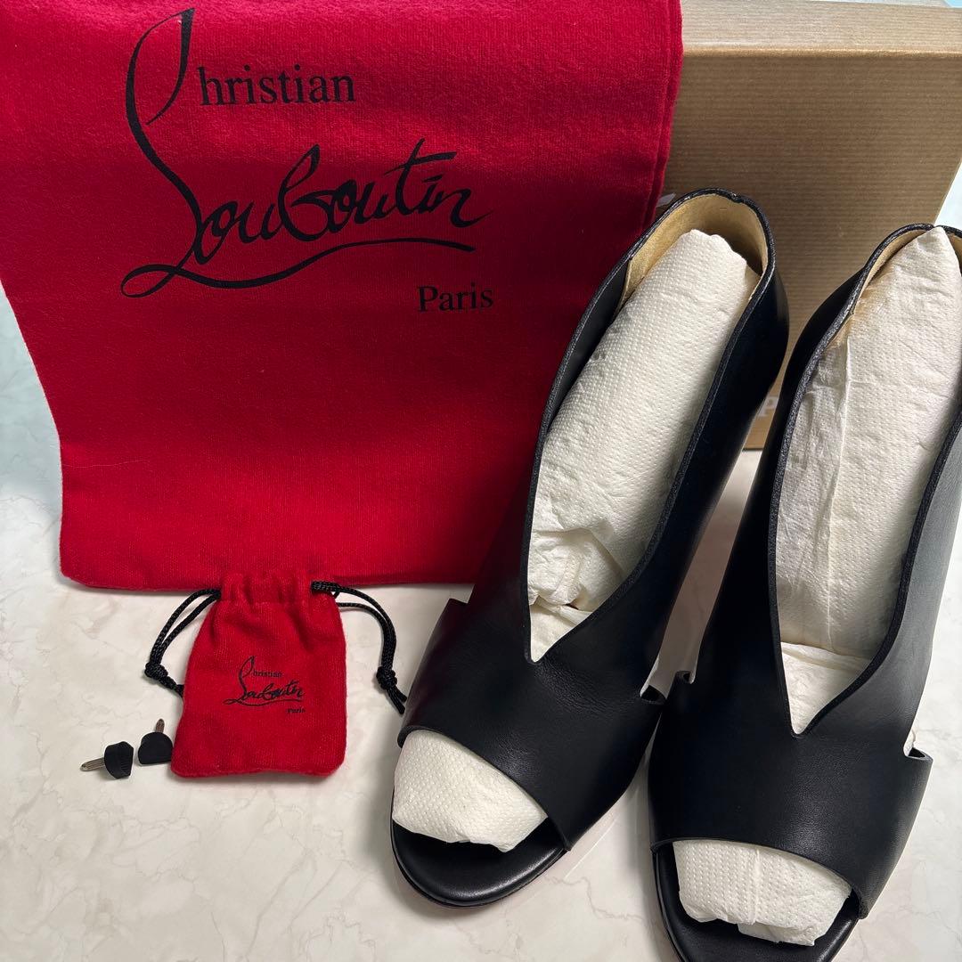 Christian Louboutin ブラックオープントゥヒール　39 1/2